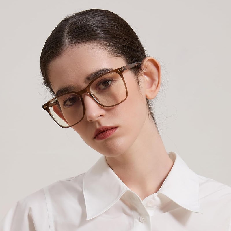 MACJERO Oversized Square Blue Light Blocking Glasses for Women Men, Anti-Fatigue Computer Monitor Gaming Glasses Reduce Eye Strain(Brown) - Image 3
